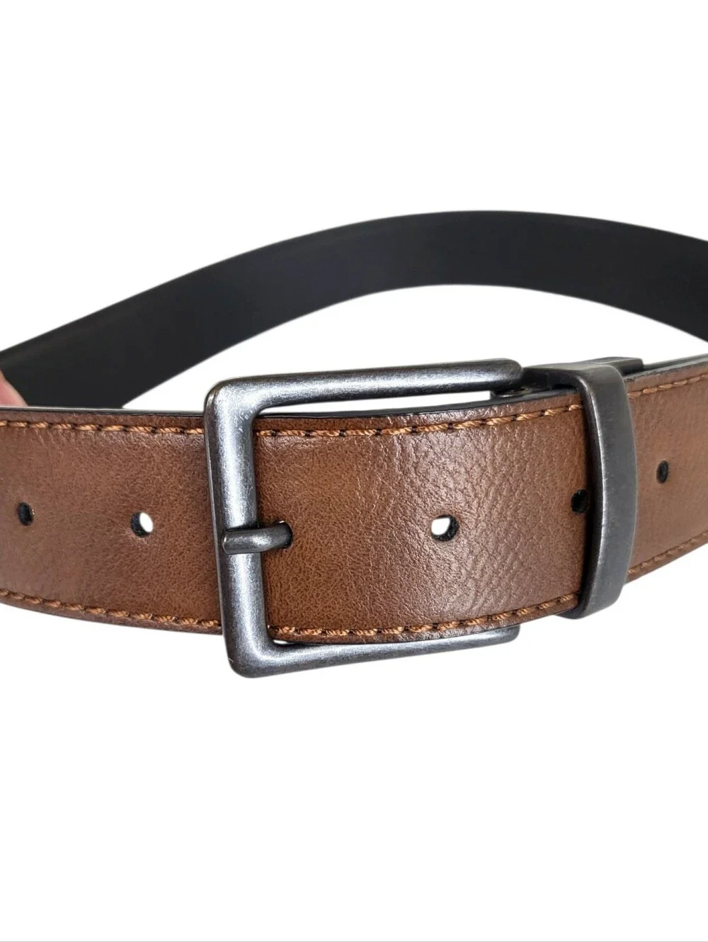 Levi's Men's Reversible Belt Brown Black Leather Dark Metal Buckle Size S/M New